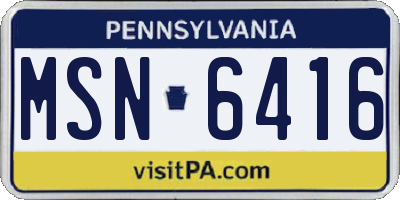 PA license plate MSN6416