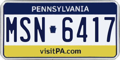PA license plate MSN6417