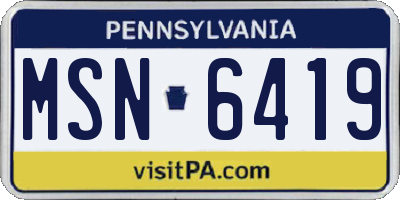 PA license plate MSN6419