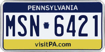 PA license plate MSN6421