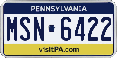 PA license plate MSN6422