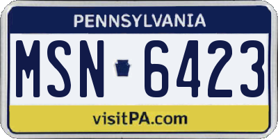 PA license plate MSN6423