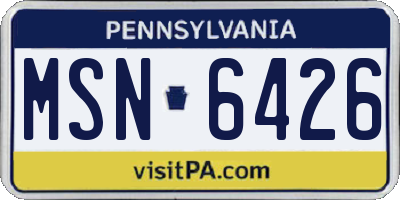 PA license plate MSN6426