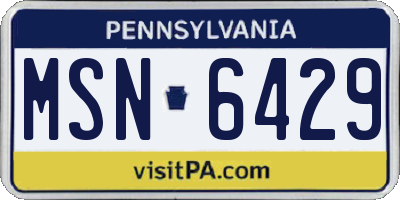 PA license plate MSN6429