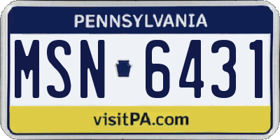 PA license plate MSN6431