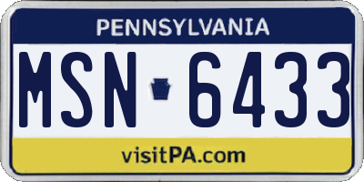 PA license plate MSN6433
