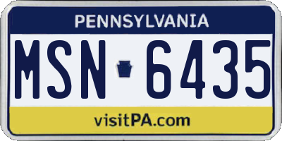 PA license plate MSN6435