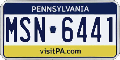 PA license plate MSN6441