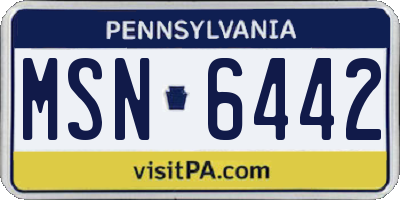 PA license plate MSN6442