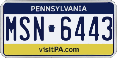 PA license plate MSN6443