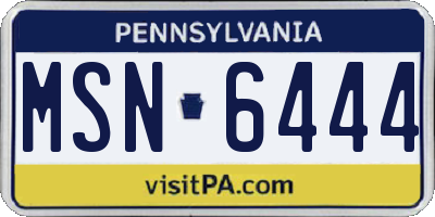 PA license plate MSN6444