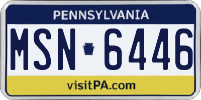 PA license plate MSN6446
