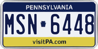 PA license plate MSN6448