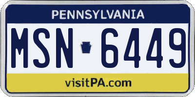 PA license plate MSN6449