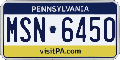 PA license plate MSN6450