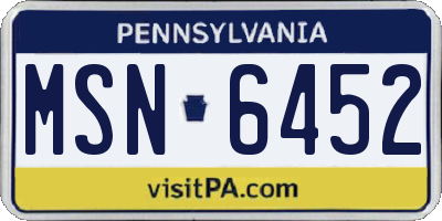 PA license plate MSN6452