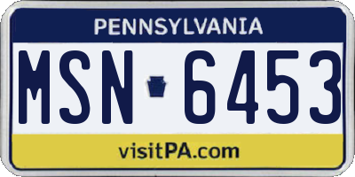 PA license plate MSN6453