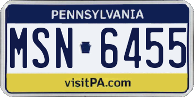 PA license plate MSN6455