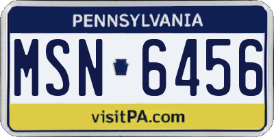 PA license plate MSN6456