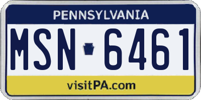 PA license plate MSN6461