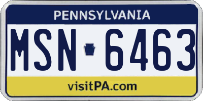 PA license plate MSN6463