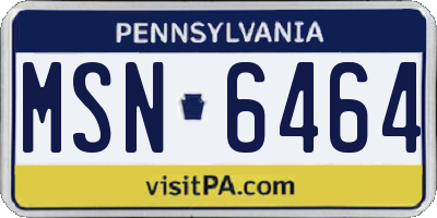 PA license plate MSN6464