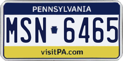 PA license plate MSN6465