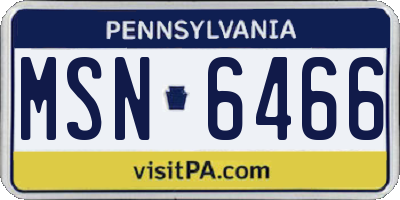 PA license plate MSN6466