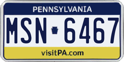 PA license plate MSN6467