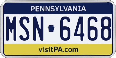 PA license plate MSN6468