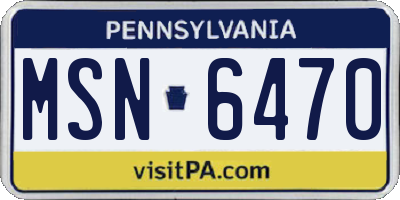 PA license plate MSN6470