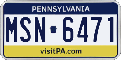 PA license plate MSN6471