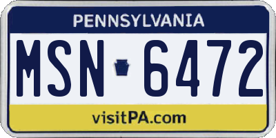 PA license plate MSN6472