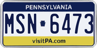 PA license plate MSN6473