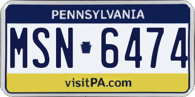PA license plate MSN6474