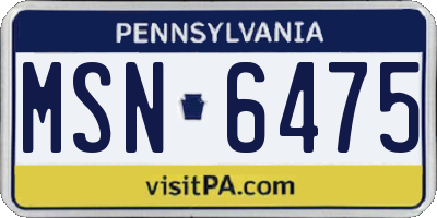 PA license plate MSN6475