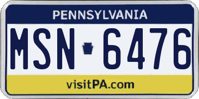 PA license plate MSN6476