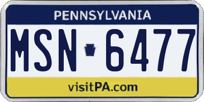 PA license plate MSN6477