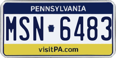 PA license plate MSN6483