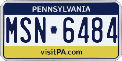 PA license plate MSN6484