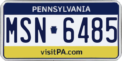 PA license plate MSN6485