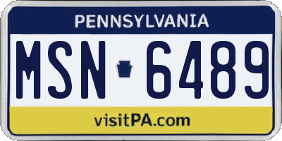 PA license plate MSN6489