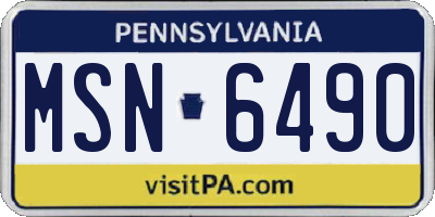 PA license plate MSN6490