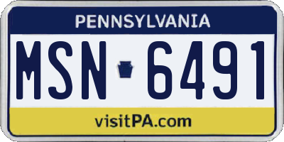 PA license plate MSN6491