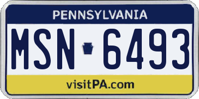PA license plate MSN6493