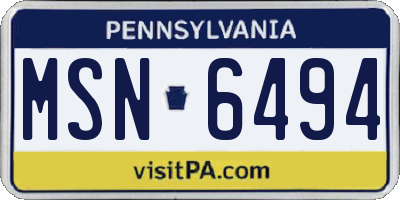 PA license plate MSN6494