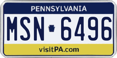 PA license plate MSN6496