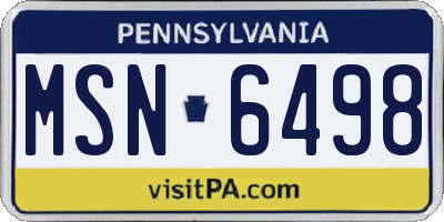 PA license plate MSN6498
