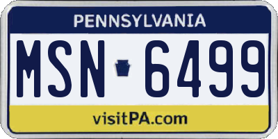 PA license plate MSN6499