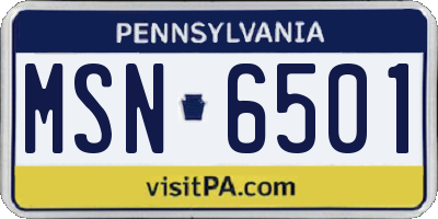 PA license plate MSN6501